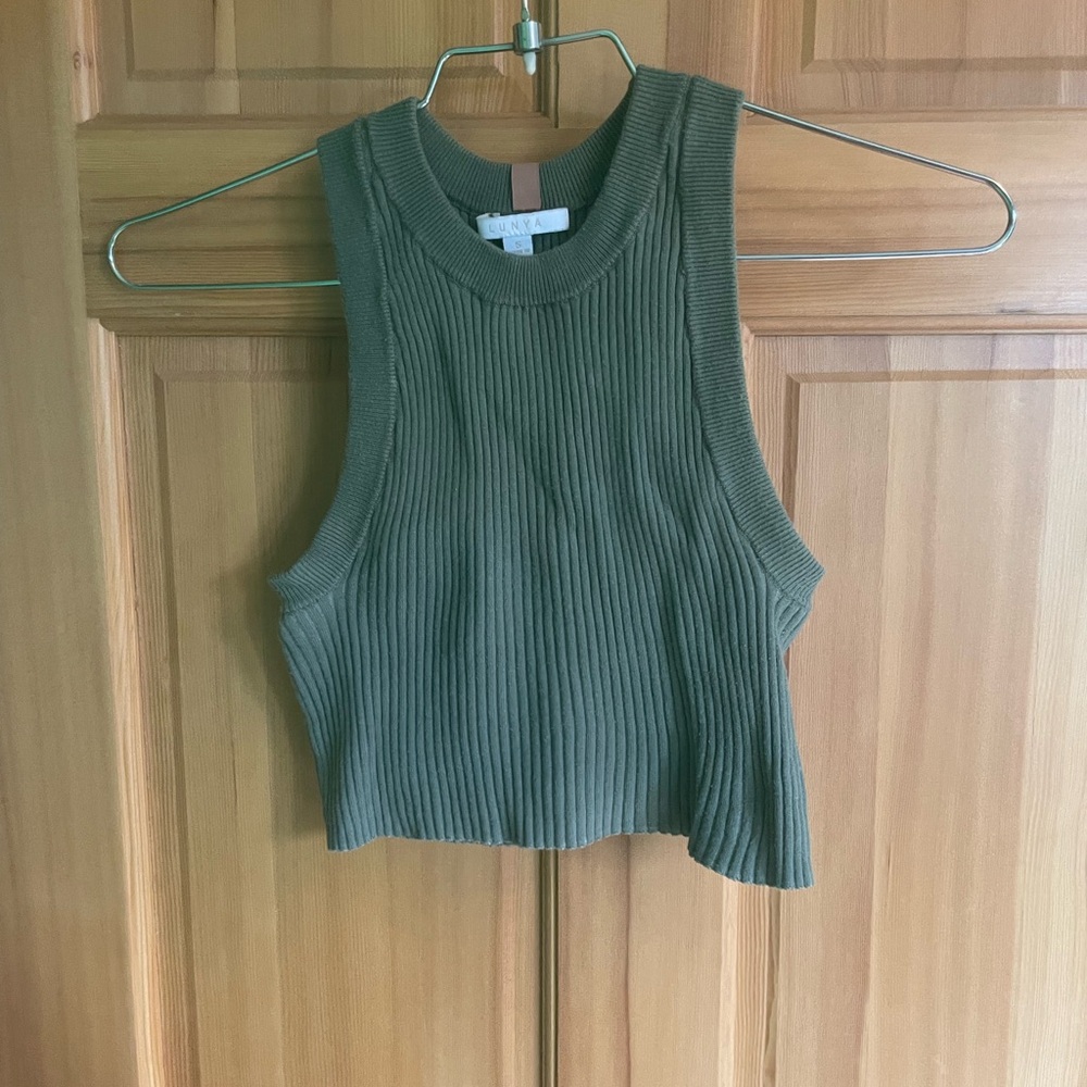 Lunya Sage Green Ribbed Tank Top